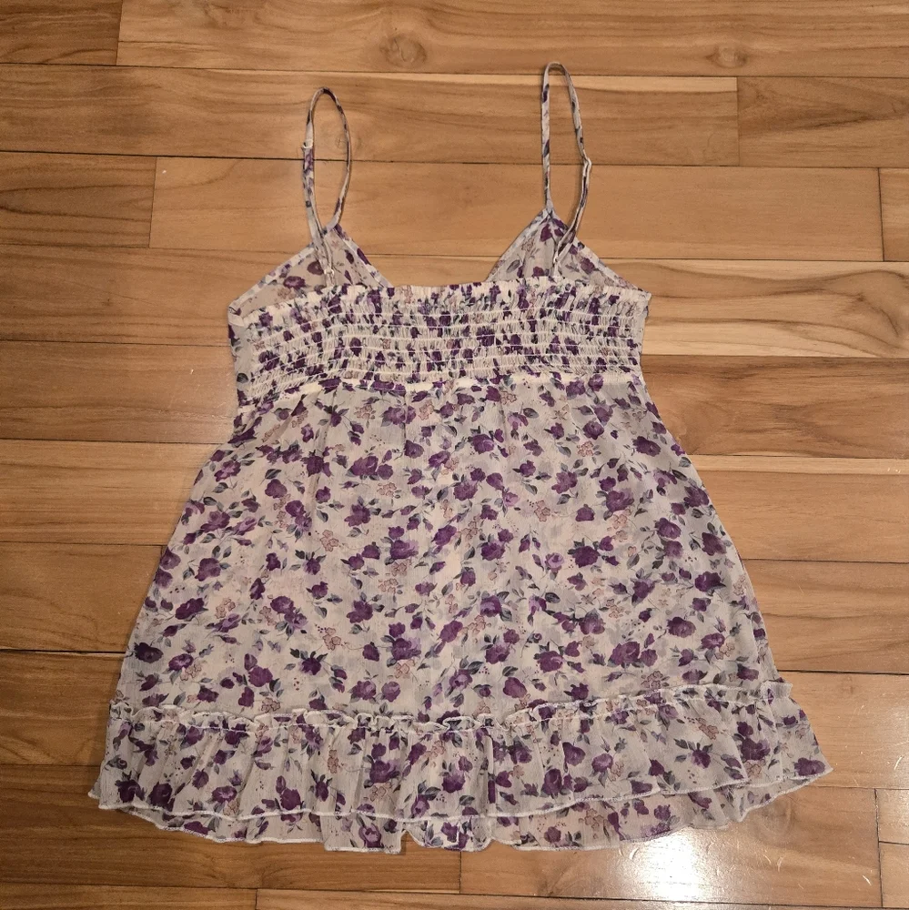 Express Purple Flower Ruffled Camisole - Picture 2 of 5